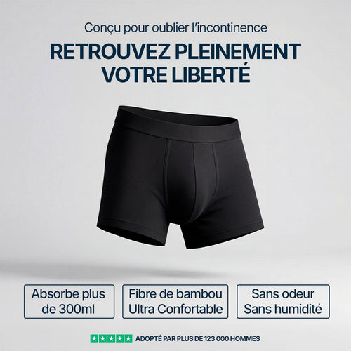 Boxer d'incontinence lavable pour homme